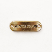 Нашивка LA 65 метал. пластина пришивная «men's fashion» 0,6*2 см золото