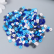 Набор бусин для творчества  6 мм 9127266 «Колечки плоские» (прибл. 330 шт.) сине-голубые