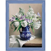 Алмазная мозаика АЖ-1503 «Белые тюльпаны» 30*40 см