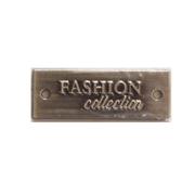 Нашивка ГХН14372  метал. «Fashion collection» 1,1*3 см т.никель