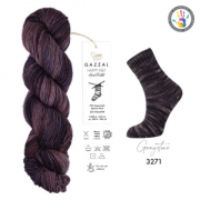 Пряжа Хэппи Фит (Happy Feet Gazzal ), 100 г / 330 м, 3271 фиолетовый/черный