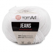 Пряжа Джинс (YarnArt Jeans), 50 г / 160 м, 62 белый