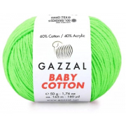Пряжа Бэби Коттон (Baby Cotton Gazzal  50 г / 165 м 3427 я. салатовый