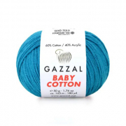 Пряжа Бэби Коттон (Baby Cotton Gazzal  50 г / 165 м 3428 т.бирюза