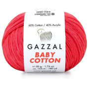 Пряжа Бэби Коттон (Baby Cotton Gazzal  50 г / 165 м 3458 коралл