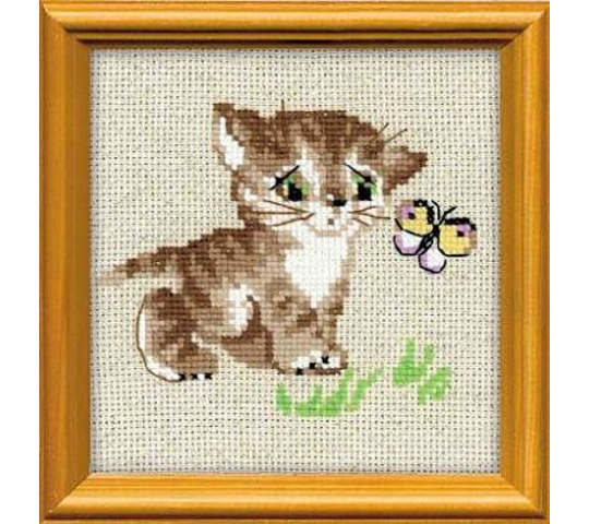 Набор для вышивания «Щенок и котенок с бабочками» — Luca-S