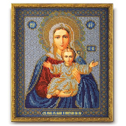 Набор для вышивания бисером Кроше В-156 «Икона Божией Матери Леушинская» 21*25 см