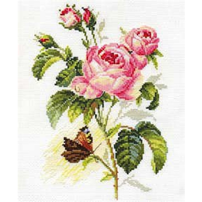 Набор для вышивания Алиса 2-13 «Роза и бабочка» 17*25 см в интернет-магазине Швейпрофи.рф