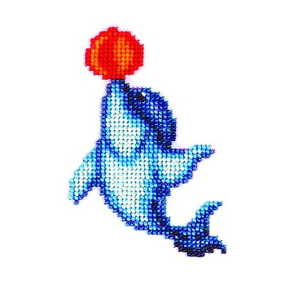 Набор для вышивания бисером Бисеринка Б-0043 «Дельфин с мячом» 8*11 см в интернет-магазине Швейпрофи.рф