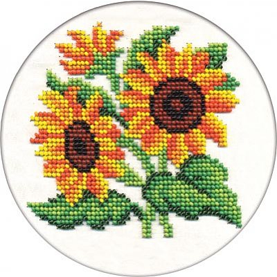 Набор для вышивания бисером Кларт 8-117 «Цветы солнца» 13*13 см в интернет-магазине Швейпрофи.рф