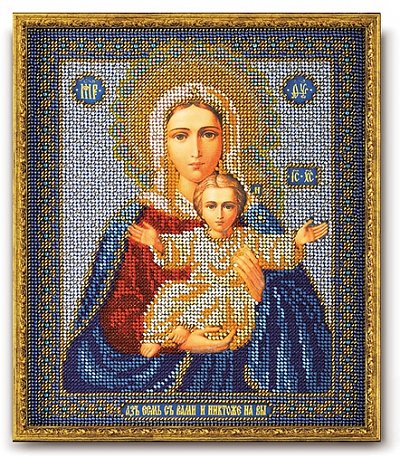 Набор для вышивания бисером Кроше В-156 «Икона Божией Матери Леушинская» 21*25 см