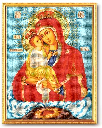 Набор для вышивания бисером Кроше В-170 «Икона Божией Матери Почаевская» 20*27 см