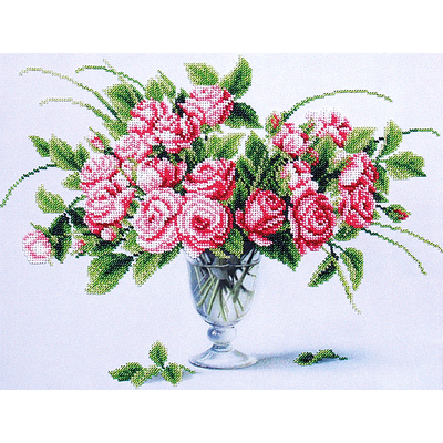 Набор для вышивания бисером МК Б-301 «Чайные розы» 28*38 см в интернет-магазине Швейпрофи.рф