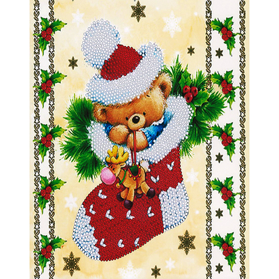 Набор для вышивания бисером Наследие НДА4-046 «Новогодний мишка» 20*25 см в интернет-магазине Швейпрофи.рф