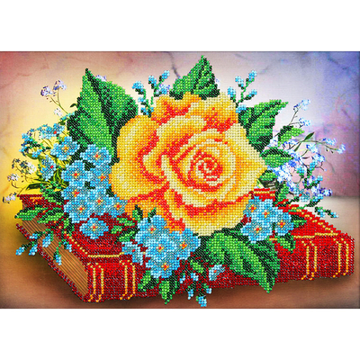 Набор для вышивания бисером Паутинка Б-1251 «Роза и незабудки» 28*20 см в интернет-магазине Швейпрофи.рф