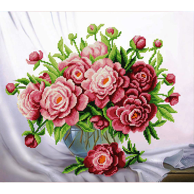 Набор для вышивания бисером ЧМ Б0751 «Розовые пионы» 37*32 см в интернет-магазине Швейпрофи.рф