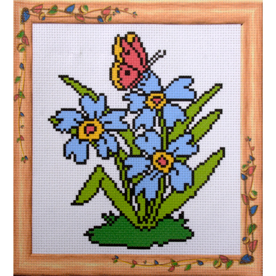 Набор для вышивания Гелиос 20 «Цветы с бабочкой» в интернет-магазине Швейпрофи.рф