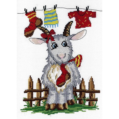 Набор для вышивания М.П.Студия НВ-269 «Коза с носком» 26*20 см в интернет-магазине Швейпрофи.рф
