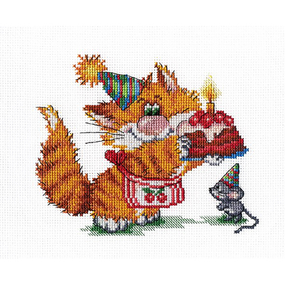 Набор для вышивания М.П.Студия НВ-352 «Рыжий кот. День рождения» 20*15 см в интернет-магазине Швейпрофи.рф