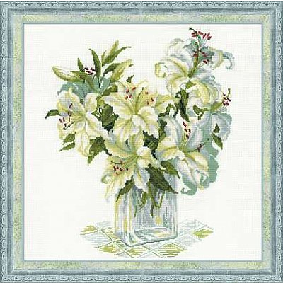 Набор для вышивания Риолис №1169 «Белые лилии» 45*45 см в интернет-магазине Швейпрофи.рф