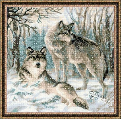 Набор для вышивания Риолис №1393 «Волчья пара» 40*40 см