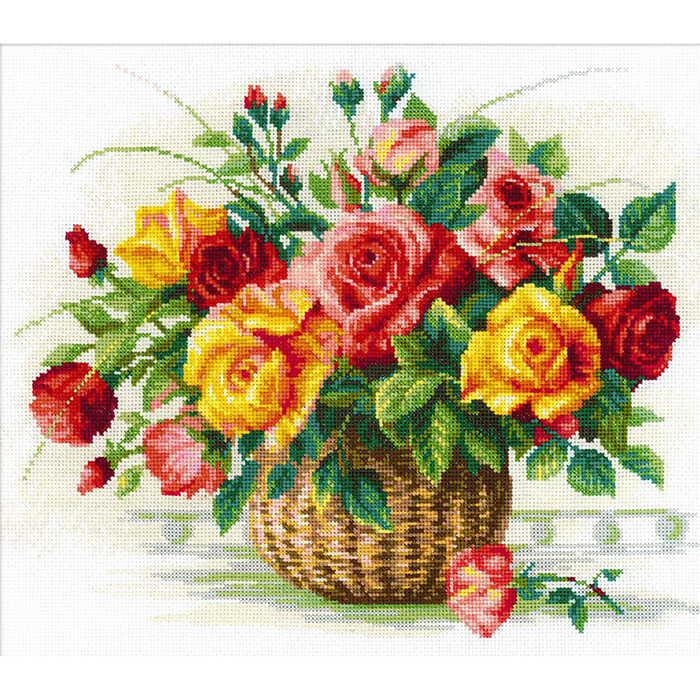 Набор для вышивания Риолис №1722 «Корзина с розами» 35*30 см
