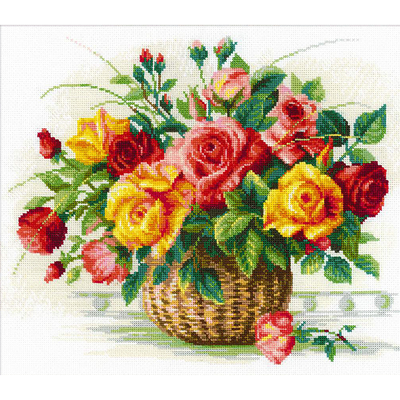 Набор для вышивания Риолис №1722 «Корзина с розами» 35*30 см в интернет-магазине Швейпрофи.рф