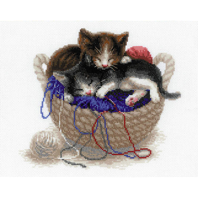 Набор для вышивания Риолис №1724 «Котята в корзине» 30*24 см в интернет-магазине Швейпрофи.рф