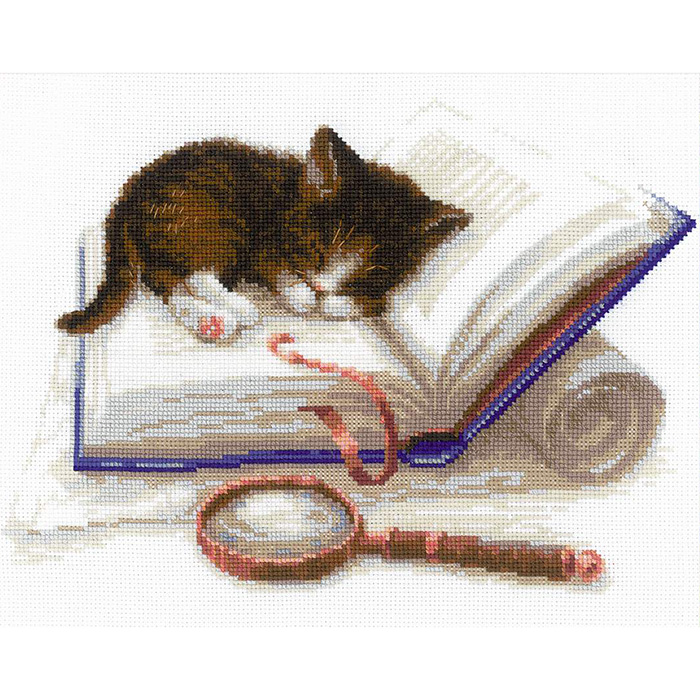 Набор для вышивания Риолис №1725 «Котенок на книжке» 30*24 см