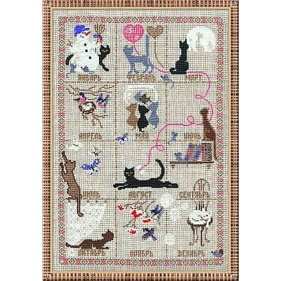 Набор для вышивания Риолис №728 Календарь «Кошки» 35*45 см в интернет-магазине Швейпрофи.рф