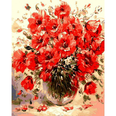 Набор для раскрашивания Paintboy Q818 «Ярко-красные цветы в вазе» в интернет-магазине Швейпрофи.рф