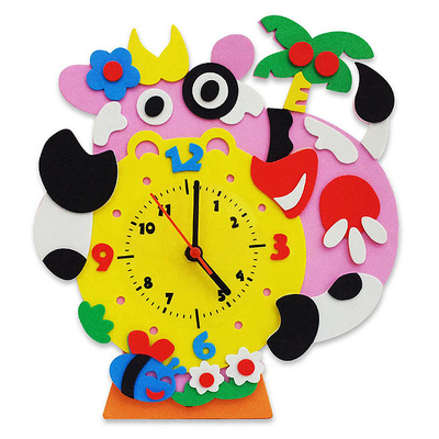 Набор для творчества из фоамирана KK-CL010 Часы «Бурёнка» 24*24 см в интернет-магазине Швейпрофи.рф