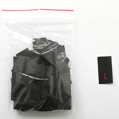 Размерники в пакетике (уп. 200 шт.) «L» красн. на черн.