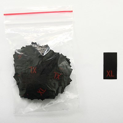 Размерники в пакетике (уп. 200 шт.) «XL» красн. на черн.