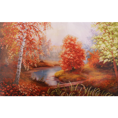 Ткань для вышивания бисером Благовест К-3007 Осенний пейзаж 41*26,5 см в интернет-магазине Швейпрофи.рф