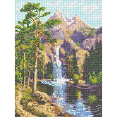Ткань для вышивания бисером Каролинка КБП-3024 «Горный водопад» 27*36 см
