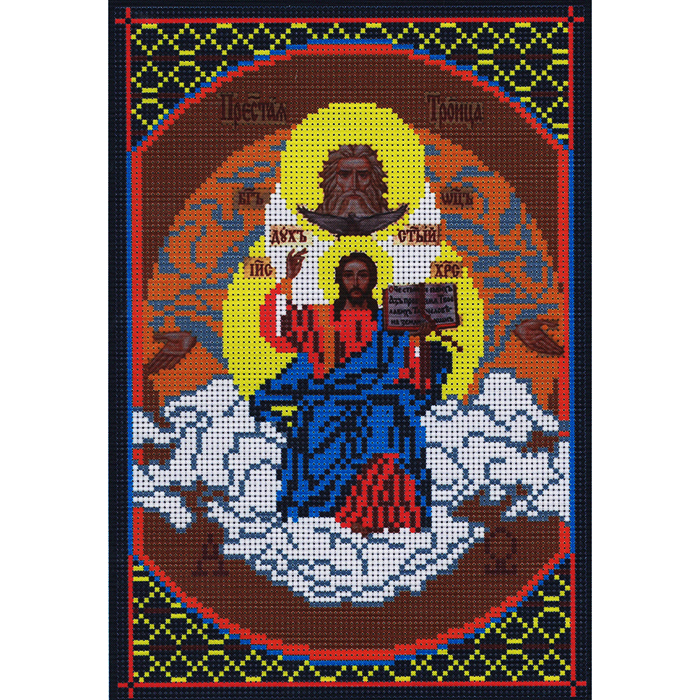 Ткань для вышивания бисером «Русская сказка М-014 Святая Троица» 18*27 см