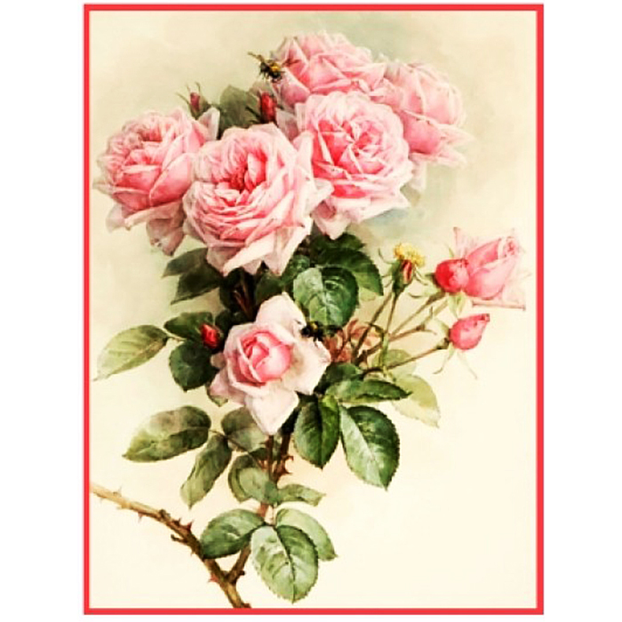 Ткань для вышивания бисером «Русская сказка ПЛ-022 Розы» 19*25 см