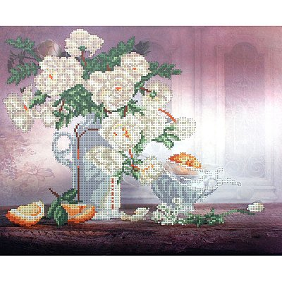 Ткань для вышивания бисером А3 БИС 574 «Белые розы» 33*45 см в интернет-магазине Швейпрофи.рф