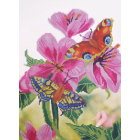Ткань для вышивания бисером А3 КМЧ-3425 «Бабочки и цветы» 25*37 см