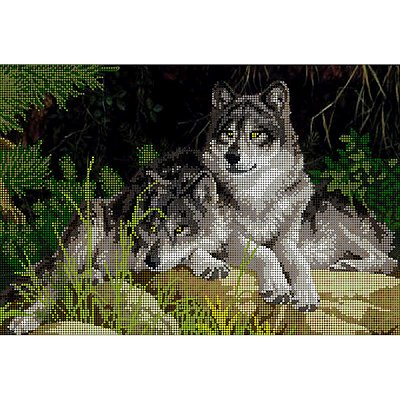Ткань для вышивания бисером А3 КМЧ-3457 «Пара волков» 25*37 см в интернет-магазине Швейпрофи.рф