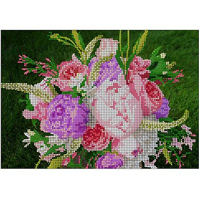 Ткань для вышивания бисером А4 КМЧ-4367 «Букет цветов» 17*25 см в интернет-магазине Швейпрофи.рф