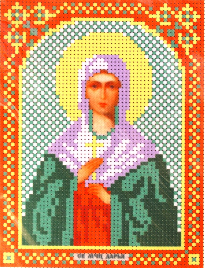 Ткань для вышивания бисером А5 иконы БИС МК-035 «Св. Дарья» 12*16 см