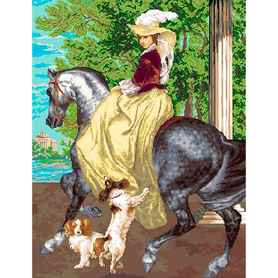 Рисунок на канве Гелиос А-002 «Дама на коне» 43*56 см в интернет-магазине Швейпрофи.рф