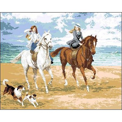 Рисунок на канве Гелиос А-009 «Прогулка на конях» 50*42 см в интернет-магазине Швейпрофи.рф
