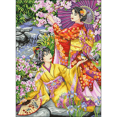 Рисунок на канве Гелиос А-015 «Японки в саду» 43,5*58 см в интернет-магазине Швейпрофи.рф