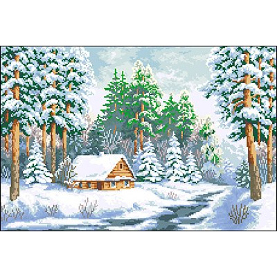 Рисунок на канве Гелиос П-002 «Домик в лесу» 48*33,5 см в интернет-магазине Швейпрофи.рф
