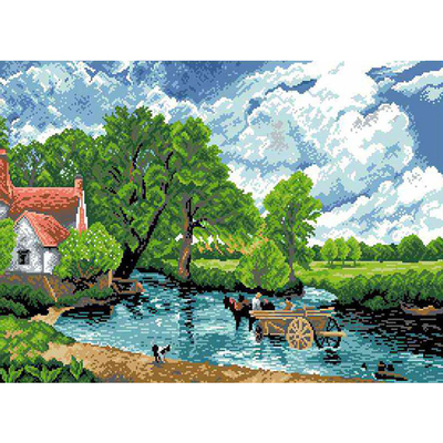 Рисунок на канве Гелиос П-006 «Сельский пейзаж» 42*58 см в интернет-магазине Швейпрофи.рф