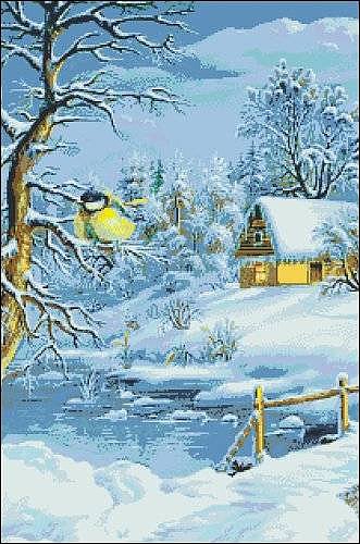 Рисунок на канве Гелиос П-017 «Зима» 43,5*59 см