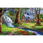 Рисунок на канве Гелиос П-021 «Домик и речка в лесу» 43*64 см
